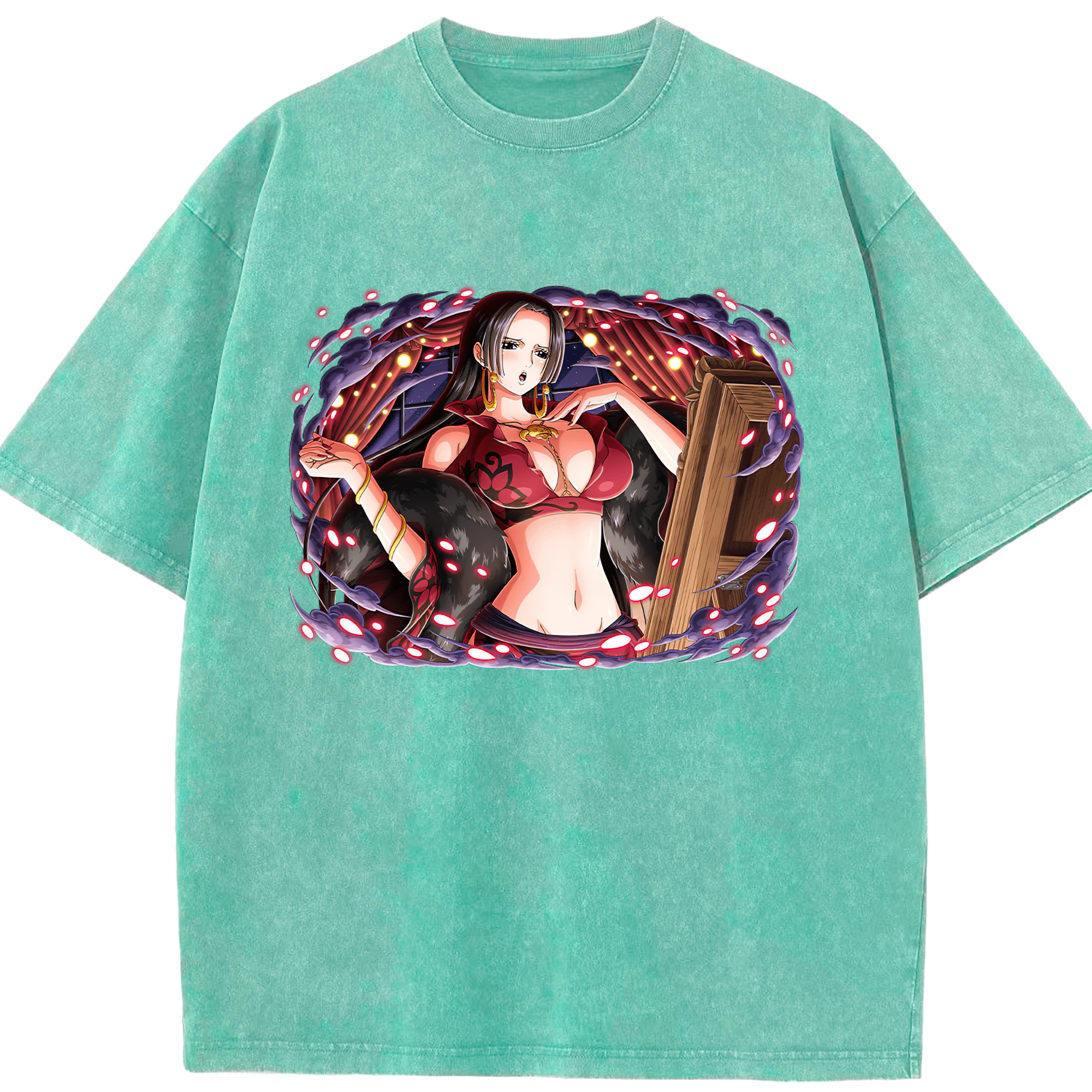 ワンピース ボア・ハンコック ONE PIECE Boa·Hancock 綿100% ヴィンテージ風 半袖Tシャツ（フロントプリント）